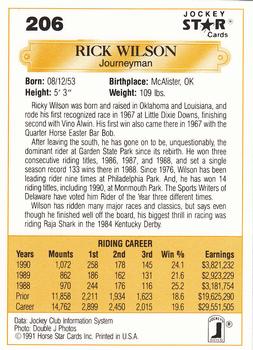 1991 Jockey Star Jockeys #206 Rick Wilson Back